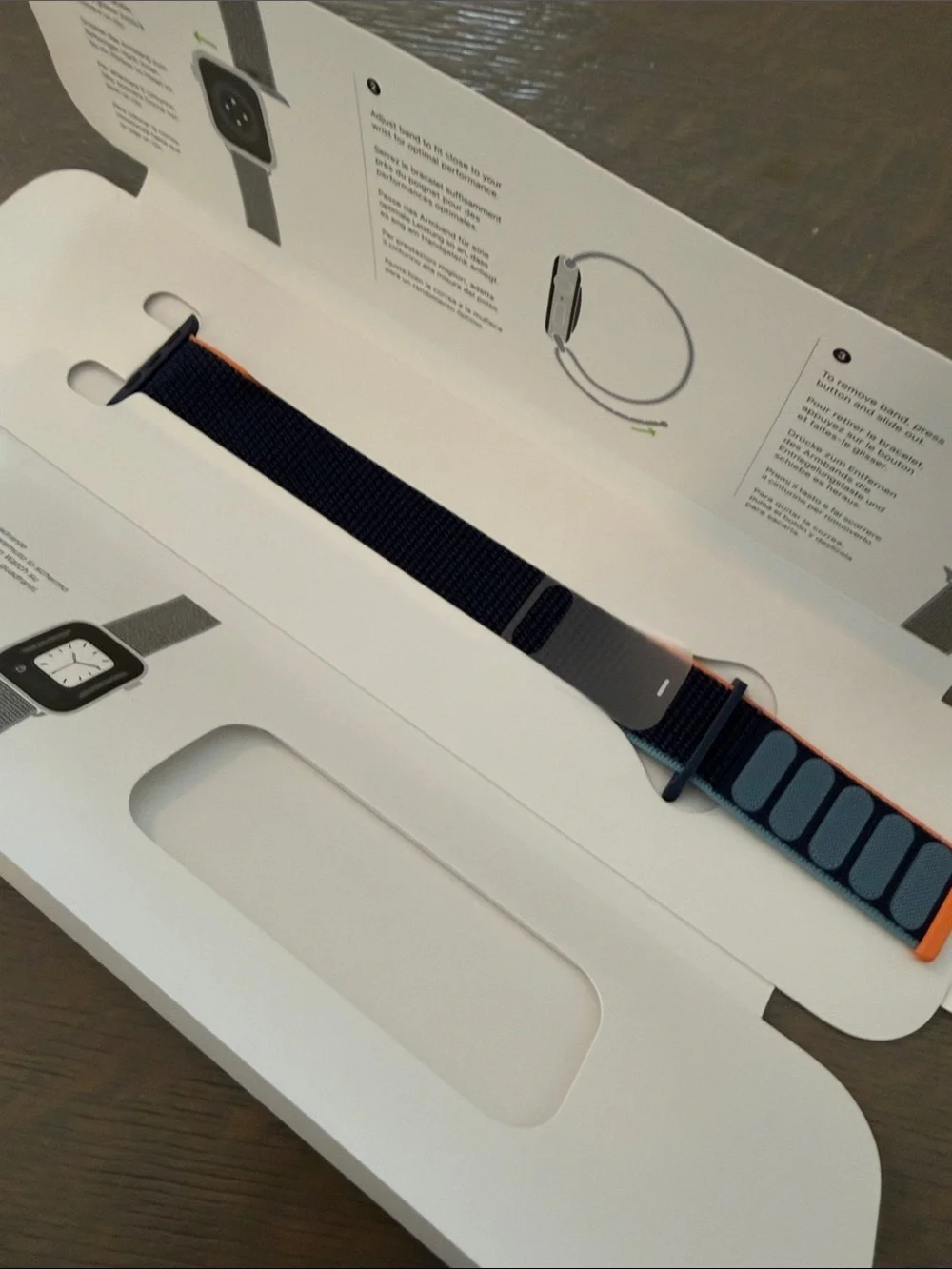 Navy Blue and Orange Woven Sport Loop Apple Watch Band 40mm